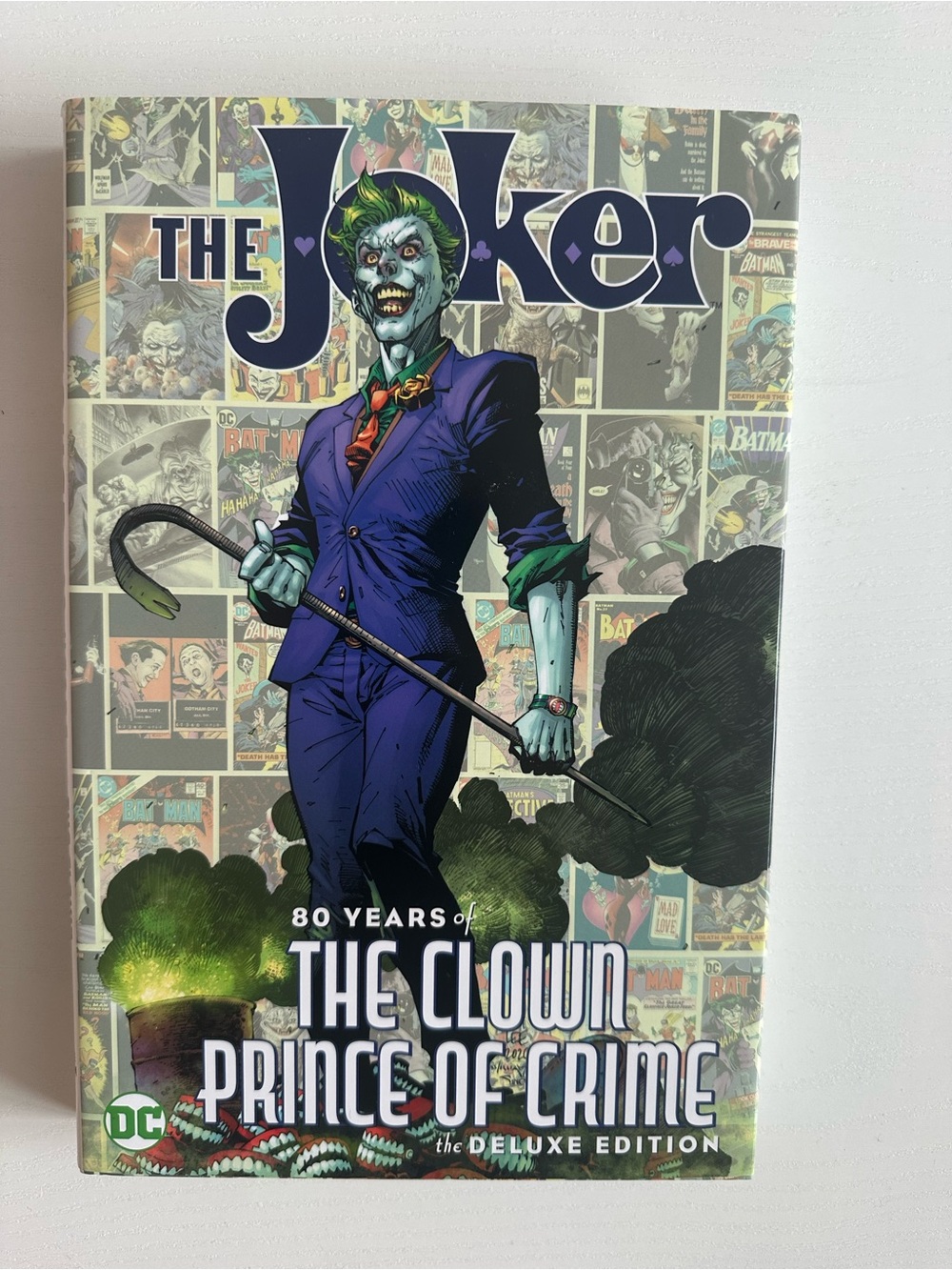 DC Graphic Novel Cover Collage Featuring Joker (Green, Purple, Blue) hard cover
